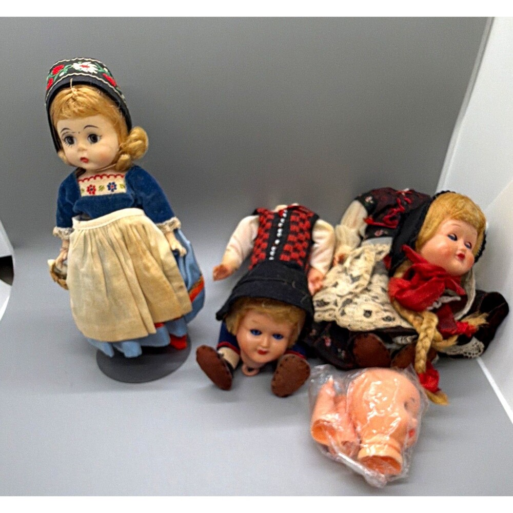 Lot of 3 Vintage-Style Folk Dolls BlondeBlue Eyes 1 madame Alexander